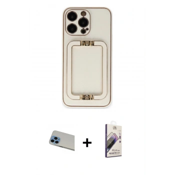 MARSİLYAN™- iPhone 13 Pro Max Kılıf Kozmos Minimal Prime - Siyah Bilvis 3D Mat Cam Ekran Koruyucu + Rainbow Kamera Lens Koruma Cam - MI