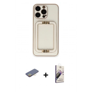 MARSİLYAN™- iPhone 13 Pro Max Kılıf Kozmos Minimal Prime - Siyah Bilvis 3D Mat Cam Ekran Koruyucu + Renkli Kamera Lens Koruma Cam - SI