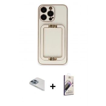 MARSİLYAN™- iPhone 13 Pro Max Kılıf Kozmos Minimal Prime - Siyah Bilvis 3D Mat Cam Ekran Koruyucu + Pers Alüminyum Kamera Lens - SABE