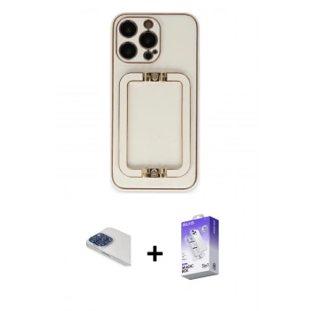 MARSİLYAN™- iPhone 13 Pro Max Kılıf Kozmos Minimal Prime - Siyah Bilvis 5in1 3D Magic Cam Ekran Koruyucu + Pers Alüminyum Kamera Lens - LT