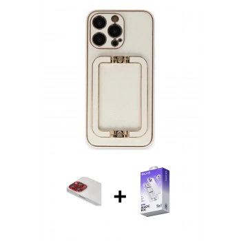 MARSİLYAN™- iPhone 13 Pro Max Kılıf Kozmos Minimal Prime - Siyah Bilvis 5in1 3D Magic Cam Ekran Koruyucu + Pers Alüminyum Kamera Lens - KI