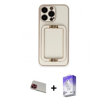 MARSİLYAN™- iPhone 13 Pro Max Kılıf Kozmos Minimal Prime - Siyah Bilvis 5in1 3D Magic Cam Ekran Koruyucu + Rainbow Kamera Lens Koruma Cam - KI
