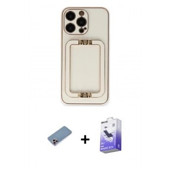 MARSİLYAN™- iPhone 13 Pro Max Kılıf Kozmos Minimal Prime - Siyah Bilvis 5in1 5D Magic Hayalet Cam Ekran Koruyucu + Shine Kamera Lens Koruma Cam - PE