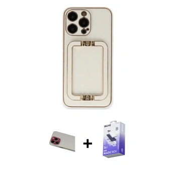 MARSİLYAN™- iPhone 13 Pro Max Kılıf Kozmos Minimal Prime - Siyah Bilvis 5in1 5D Magic Hayalet Cam Ekran Koruyucu + Rainbow Kamera Lens Koruma Cam - KI