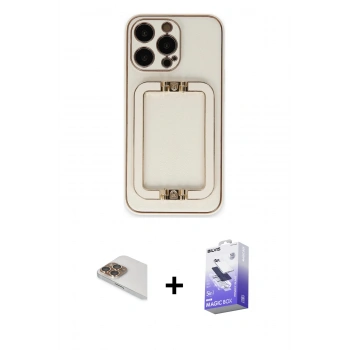 MARSİLYAN™- iPhone 13 Pro Max Kılıf Kozmos Minimal Prime - Siyah Bilvis 5in1 5D Magic Hayalet Cam Ekran Koruyucu + Pers Alüminyum Kamera Lens - GD