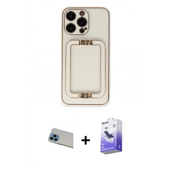 MARSİLYAN™- iPhone 13 Pro Max Kılıf Kozmos Minimal Prime - Siyah Bilvis 5in1 5D Magic Hayalet Cam Ekran Koruyucu + Rainbow Kamera Lens Koruma Cam - MI