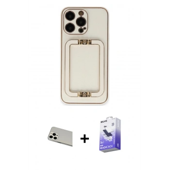 MARSİLYAN™- iPhone 13 Pro Max Kılıf Kozmos Minimal Prime - Siyah Bilvis 5in1 5D Magic Hayalet Cam Ekran Koruyucu + Rainbow Kamera Lens Koruma Cam - BZ