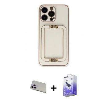 MARSİLYAN™- iPhone 13 Pro Max Kılıf Kozmos Minimal Prime - Siyah Bilvis 5in1 5D Magic Hayalet Cam Ekran Koruyucu + Rainbow Kamera Lens Koruma Cam - MR