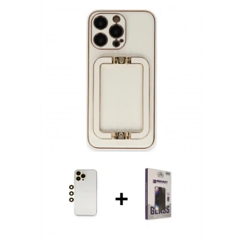 MARSİLYAN™- iPhone 13 Pro Max Kılıf Kozmos Minimal Prime - Siyah Bilvis Hayalet Cam Ekran Koruyucu + Shine Kamera Lens - GD
