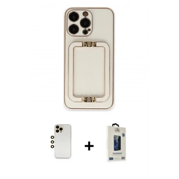 MARSİLYAN™- iPhone 13 Pro Max Kılıf Kozmos Minimal Prime - Siyah Bilvis Hayalet Cam Ekran Koruyucu + Shine Kamera Lens - GD