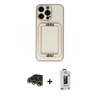 MARSİLYAN™- iPhone 13 Pro Max Kılıf Kozmos Minimal Prime - Siyah Bilvis Hayalet Cam Ekran Koruyucu + Raze Metal Kamera Lens - GD