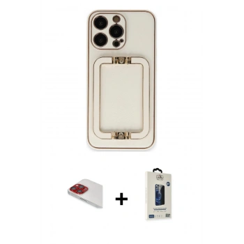 MARSİLYAN™- iPhone 13 Pro Max Kılıf Kozmos Minimal Prime - Siyah Bilvis Hayalet Cam Ekran Koruyucu + Pers Alüminyum Kamera Lens - KI