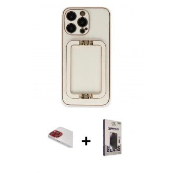 MARSİLYAN™- iPhone 13 Pro Max Kılıf Kozmos Minimal Prime - Siyah Bilvis Hayalet Cam Ekran Koruyucu + Pers Alüminyum Kamera Lens - KI