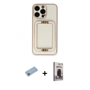 MARSİLYAN™- iPhone 13 Pro Max Kılıf Kozmos Minimal Prime - Siyah Bilvis Hayalet Cam Ekran Koruyucu + Shine Kamera Lens Koruma Cam - MI