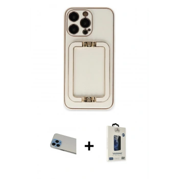 MARSİLYAN™- iPhone 13 Pro Max Kılıf Kozmos Minimal Prime - Siyah Bilvis Hayalet Cam Ekran Koruyucu + Rainbow Kamera Lens Koruma Cam - MI