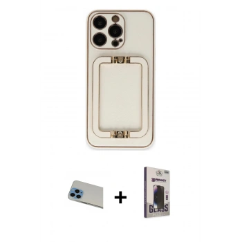 MARSİLYAN™- iPhone 13 Pro Max Kılıf Kozmos Minimal Prime - Siyah Bilvis Hayalet Cam Ekran Koruyucu + Rainbow Kamera Lens Koruma Cam - MI