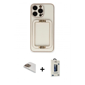 MARSİLYAN™- iPhone 13 Pro Max Kılıf Kozmos Minimal Prime - Siyah Bilvis Hayalet Cam Ekran Koruyucu + Pers Alüminyum Kamera Lens - GD