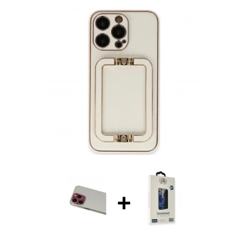 MARSİLYAN™- iPhone 13 Pro Max Kılıf Kozmos Minimal Prime - Siyah Bilvis Hayalet Cam Ekran Koruyucu + Rainbow Kamera Lens Koruma Cam - KI