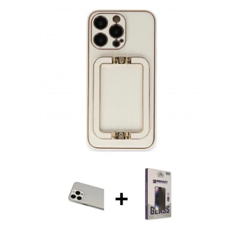 MARSİLYAN™- iPhone 13 Pro Max Kılıf Kozmos Minimal Prime - Siyah Bilvis Hayalet Cam Ekran Koruyucu + Rainbow Kamera Lens Koruma Cam - BZ