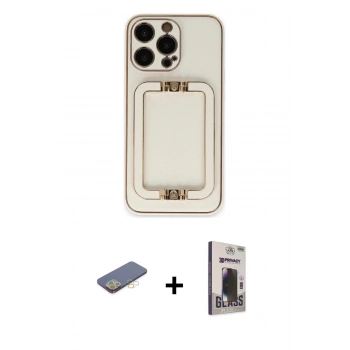 MARSİLYAN™- iPhone 13 Pro Max Kılıf Kozmos Minimal Prime - Siyah Bilvis Hayalet Cam Ekran Koruyucu + Renkli Kamera Lens Koruma Cam - SI