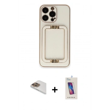 MARSİLYAN™- iPhone 13 Pro Max Kılıf Kozmos Minimal Prime - Siyah Joko 5D Cam + Pers Alüminyum Kamera Lens - GD