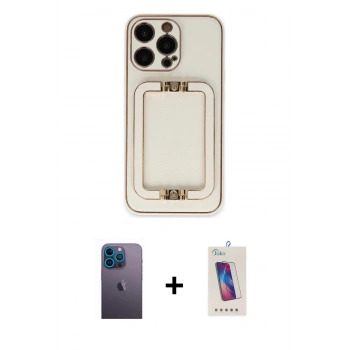 MARSİLYAN™- iPhone 13 Pro Max Kılıf Kozmos Minimal Prime - Siyah Joko 5D Cam + Neon Fosforlu Kamera Lens - MI