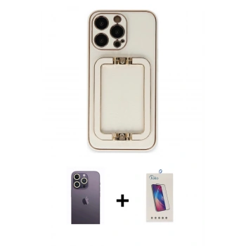 MARSİLYAN™- iPhone 13 Pro Max Kılıf Kozmos Minimal Prime - Siyah Joko 5D Cam + Neon Fosforlu Kamera Lens - BZ