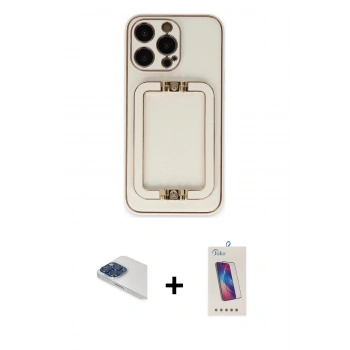 MARSİLYAN™- iPhone 13 Pro Max Kılıf Kozmos Minimal Prime - Siyah Joko 5D Cam + Pers Alüminyum Kamera Lens - LT