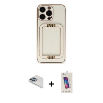 MARSİLYAN™- iPhone 13 Pro Max Kılıf Kozmos Minimal Prime - Siyah Joko 5D Cam + Pers Alüminyum Kamera Lens - SABE