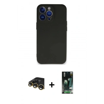 MARSİLYAN™- iPhone 13 Pro Max Kılıf Kozmos Yansıma Özel Seri - Şeffaf 360 Full Body Arka Koruyucu + Raze Metal Kamera Lens - GD