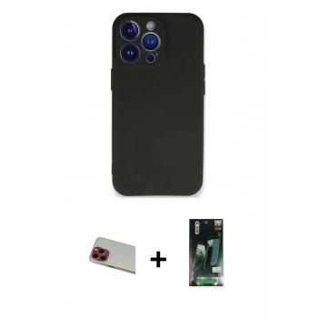 MARSİLYAN™- iPhone 13 Pro Max Kılıf Kozmos Yansıma Özel Seri - Şeffaf 360 Full Body Arka Koruyucu + Rainbow Kamera Lens Koruma Cam - KI