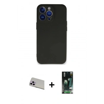MARSİLYAN™- iPhone 13 Pro Max Kılıf Kozmos Yansıma Özel Seri - Şeffaf 360 Full Body Arka Koruyucu + Rainbow Kamera Lens Koruma Cam - MR