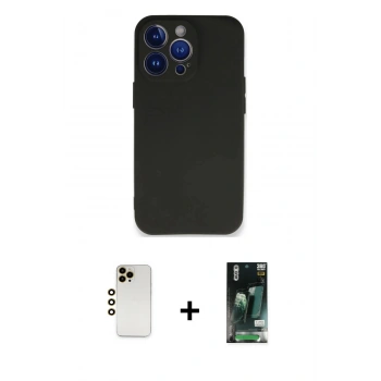 MARSİLYAN™- iPhone 13 Pro Max Kılıf Kozmos Yansıma Özel Seri - Şeffaf 360 Full Body Arka Koruyucu + Shine Kamera Lens - GD