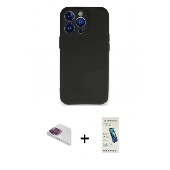 MARSİLYAN™- iPhone 13 Pro Max Kılıf Kozmos Yansıma Özel Seri - Şeffaf Pasifik Cam Ekran Koruyucu + Pers Alüminyum Kamera Lens - GI