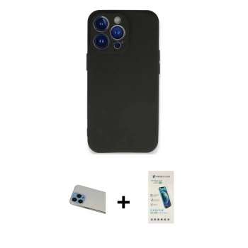 MARSİLYAN™- iPhone 13 Pro Max Kılıf Kozmos Yansıma Özel Seri - Şeffaf Pasifik Cam Ekran Koruyucu + Rainbow Kamera Lens Koruma Cam - MI