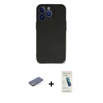 MARSİLYAN™- iPhone 13 Pro Max Kılıf Kozmos Yansıma Özel Seri - Şeffaf Pasifik Cam Ekran Koruyucu + Renkli Kamera Lens Koruma Cam - MI