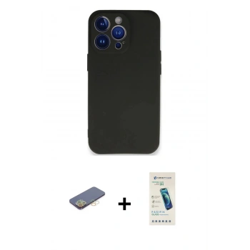 MARSİLYAN™- iPhone 13 Pro Max Kılıf Kozmos Yansıma Özel Seri - Şeffaf Pasifik Cam Ekran Koruyucu + Renkli Kamera Lens Koruma Cam - SI