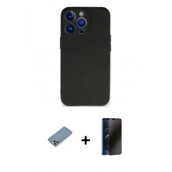 MARSİLYAN™- iPhone 13 Pro Max Kılıf Kozmos Yansıma Özel Seri - Siyah 3D Antistatik Hayalet Cam Ekran Koruyucu + Shine Kamera Lens Koruma Cam - GI