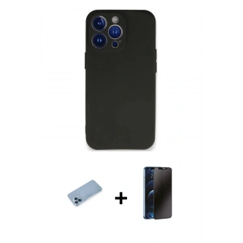 MARSİLYAN™- iPhone 13 Pro Max Kılıf Kozmos Yansıma Özel Seri - Siyah 3D Antistatik Hayalet Cam Ekran Koruyucu + Shine Kamera Lens Koruma Cam - MI