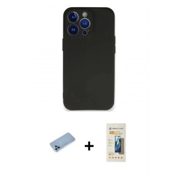 MARSİLYAN™- iPhone 13 Pro Max Kılıf Kozmos Yansıma Özel Seri - Siyah 6D Mat Seramik Hayalet Nano Ekran Koruyucu + Shine Kamera Lens Koruma Cam - MI