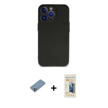 MARSİLYAN™- iPhone 13 Pro Max Kılıf Kozmos Yansıma Özel Seri - Siyah 6D Mat Seramik Hayalet Nano Ekran Koruyucu + Shine Kamera Lens Koruma Cam - GI