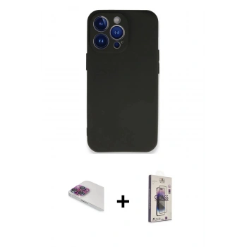 MARSİLYAN™- iPhone 13 Pro Max Kılıf Kozmos Yansıma Özel Seri - Siyah Bilvis 3D Cam Ekran Koruyucu + Pers Alüminyum Kamera Lens - GI