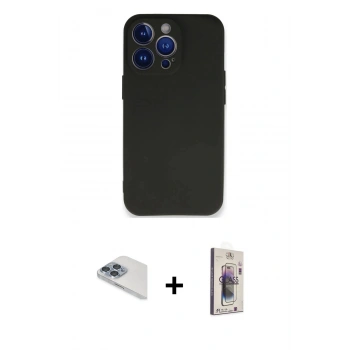 MARSİLYAN™- iPhone 13 Pro Max Kılıf Kozmos Yansıma Özel Seri - Siyah Bilvis 3D Cam Ekran Koruyucu + Pers Alüminyum Kamera Lens - SABE