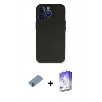 MARSİLYAN™- iPhone 13 Pro Max Kılıf Kozmos Yansıma Özel Seri - Siyah Bilvis 5in1 3D Magic Cam Ekran Koruyucu + Shine Kamera Lens Koruma Cam - GI