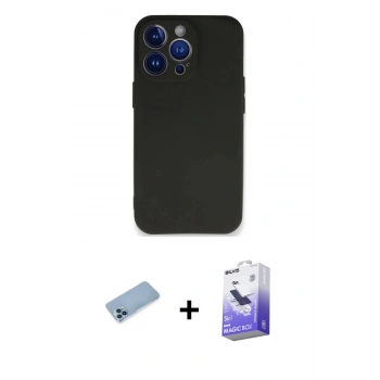 MARSİLYAN™- iPhone 13 Pro Max Kılıf Kozmos Yansıma Özel Seri - Siyah Bilvis 5in1 5D Magic Hayalet Cam Ekran Koruyucu + Shine Kamera Lens Koruma Cam - MI