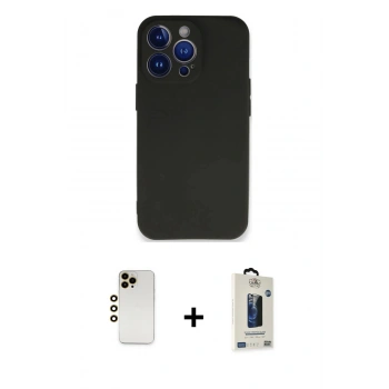 MARSİLYAN™- iPhone 13 Pro Max Kılıf Kozmos Yansıma Özel Seri - Siyah Bilvis Hayalet Cam Ekran Koruyucu + Shine Kamera Lens - GD