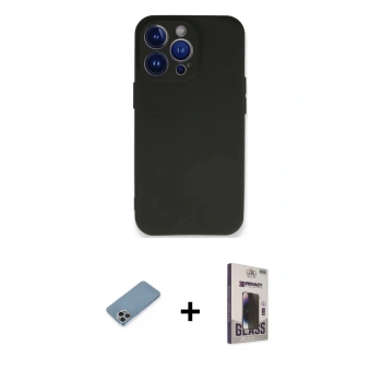MARSİLYAN™- iPhone 13 Pro Max Kılıf Kozmos Yansıma Özel Seri - Siyah Bilvis Hayalet Cam Ekran Koruyucu + Shine Kamera Lens Koruma Cam - GI