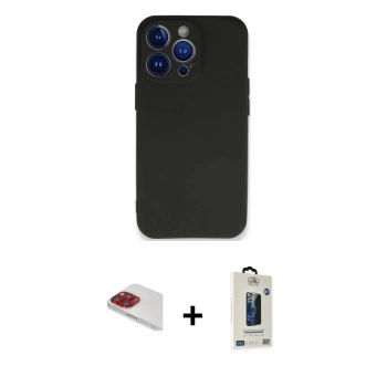 MARSİLYAN™- iPhone 13 Pro Max Kılıf Kozmos Yansıma Özel Seri - Siyah Bilvis Hayalet Cam Ekran Koruyucu + Pers Alüminyum Kamera Lens - KI