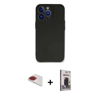 MARSİLYAN™- iPhone 13 Pro Max Kılıf Kozmos Yansıma Özel Seri - Siyah Bilvis Hayalet Cam Ekran Koruyucu + Pers Alüminyum Kamera Lens - KI