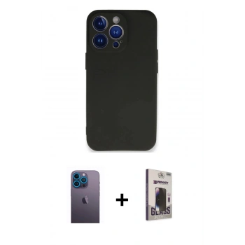 MARSİLYAN™- iPhone 13 Pro Max Kılıf Kozmos Yansıma Özel Seri - Siyah Bilvis Hayalet Cam Ekran Koruyucu + Neon Fosforlu Kamera Lens - MI